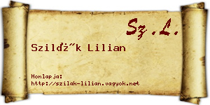 Szilák Lilian névjegykártya